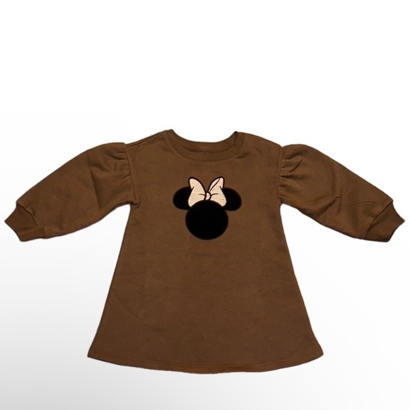 GAP Other - BABY GAP - Girls Disney Velour Minnie Mouse Face with Sparkly Gold Bow Dress